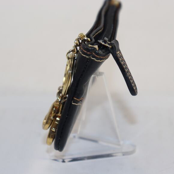 Kitamura Japan Leather Zipper Pouchette Coin Purse Black with Contrast Stitching - Picture 4 of 6